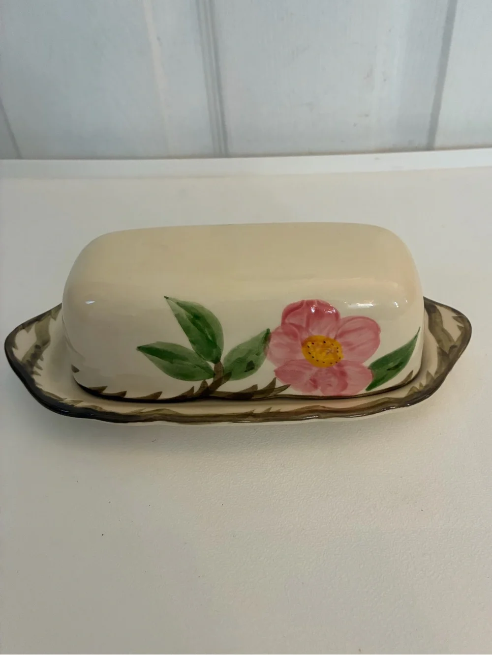 Vintage Franciscan Desert Rose Covered Butter Dish NO FINIAL Lid Made in USA